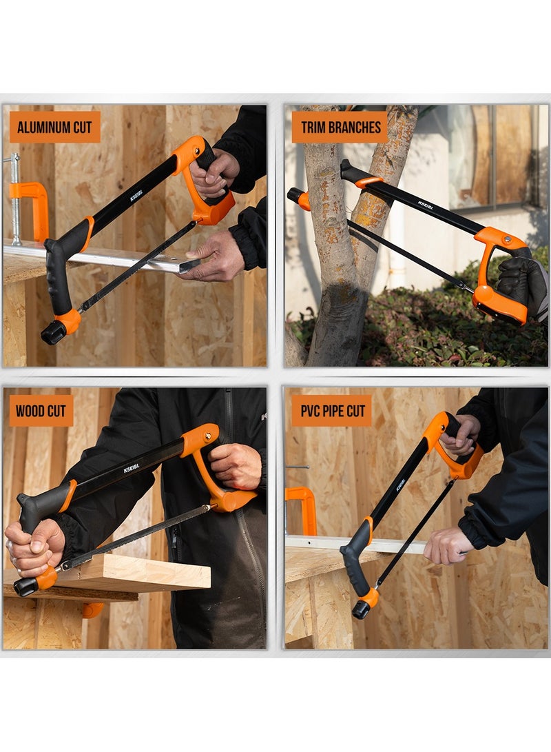 KSEIBI Hacksaw Frame Heavy Duty with Progrip Handle, Size 12" 560mm, Adjustable Hand Saw with High-Carbon Steel Blade for Steel Pipe Cutting, PVC, Carpentry or Woodworking. - Image 5